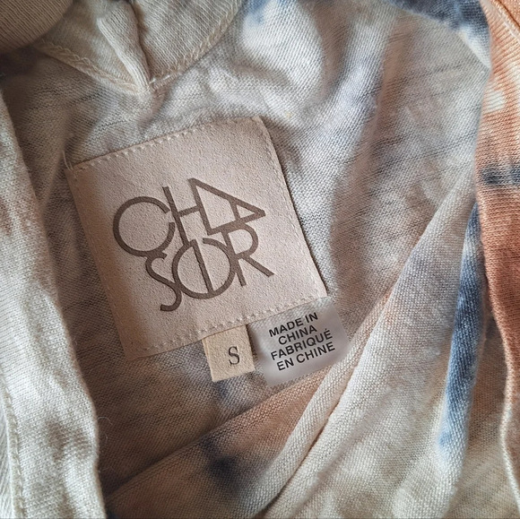 Chaser Black Sands Dye Linen Jersey Double V Reglan Flutter Sleeve Tee Size S - Picture 7 of 7